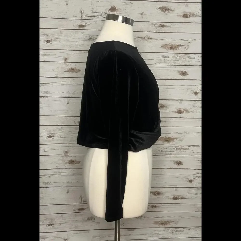 Eloquii Elements whimisigoth witch black velvet twisted crop top Size 20 - Picture 5 of 8